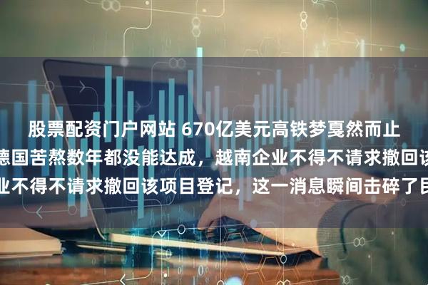 股票配资门户网站 670亿美元高铁梦戛然而止!越南的雄心,日本、德国苦熬数年都没能达成,越南企业不得不请求撤回该项目登记,这一消息瞬间击碎了民众期待
