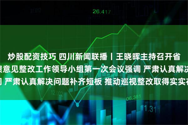 炒股配资技巧 四川新闻联播丨王晓晖主持召开省委落实中央巡视组反馈意见整改工作领导小组第一次会议强调 严肃认真解决问题补齐短板 推动巡视整改取得实实在在的成效